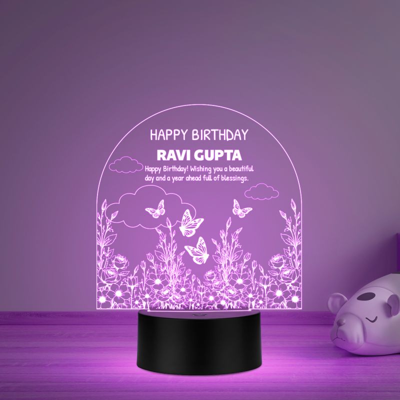 Personalized Happy Birthday Night Lamp with Multicolored Light Return Birthday Gift for friend